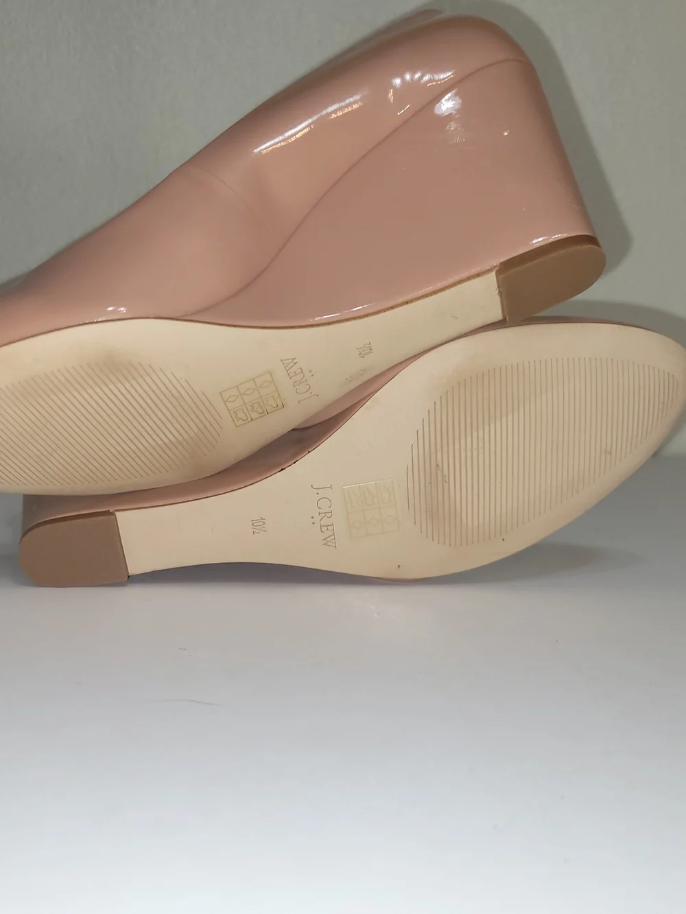 J. Crew Blush Patent Leather Nude Wedge Pumps Women Shoes Size 10.5 M